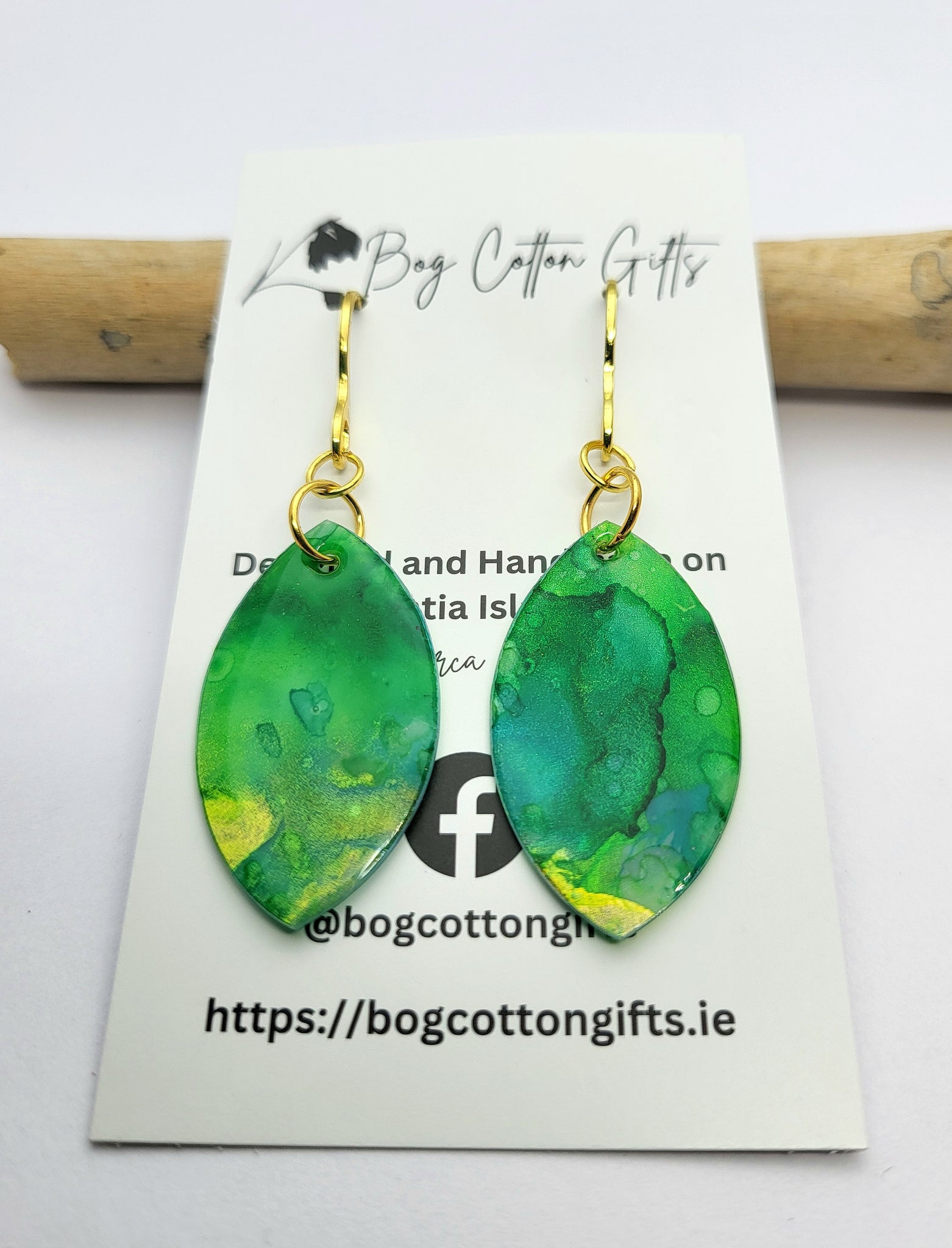 Handcrafted Alcohol Ink Resin Leaf Earrings.