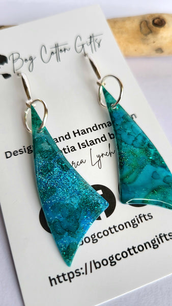 Handmade Sail Inspired Resin Earrings.