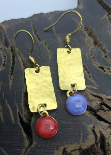 Handmade Textured Brass Earrings