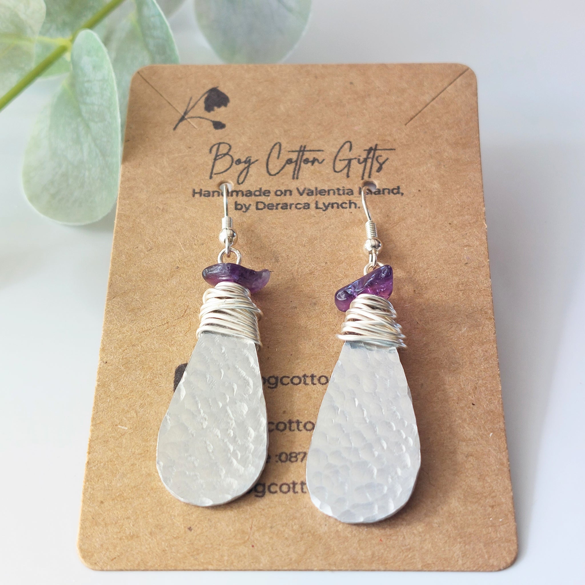 Handmade textured aluminium earrings | Bog Cotton Gifts