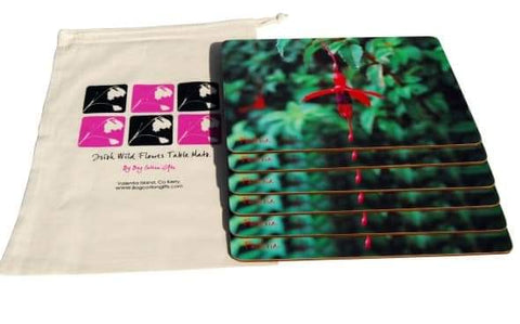 Placemats featuring the Fuchsia wild flower design | Bog Cotton Gifts
