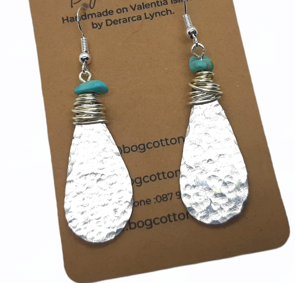 Handmade silver coloured aluminum Earrings | Bog Cotton Gifts