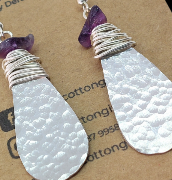 Handmade textured aluminium earrings | Bog Cotton Gifts