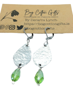 Silver tear drop shaped earrings | Bog Cotton Gifts